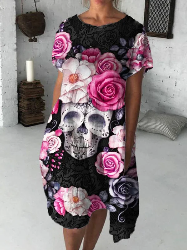 Backless Women Dress for a Sexy and Alluring Look at Evening Events Backless Women Dress for a Sexy and Alluring Look at Evening Events Elegant Floral Sugar Skull Art Midi Dress