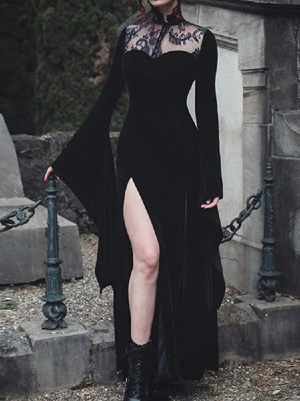 Mermaid - Style Women Dress with a Fitted Silhouette for Special Occasions Mermaid - Style Women Dress with a Fitted Silhouette for Special Occasions Halloween Gothic Lace Stitching Sexy Dress