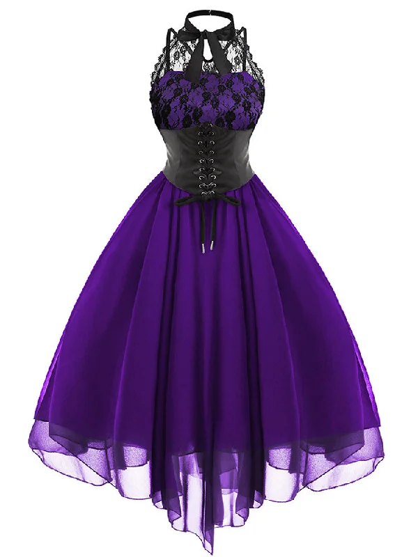 Strapless Women Dress with a Built - in Bra for Comfort and Support Strapless Women Dress with a Built - in Bra for Comfort and Support Halloween Gothic Lace Stitching Sexy Dress