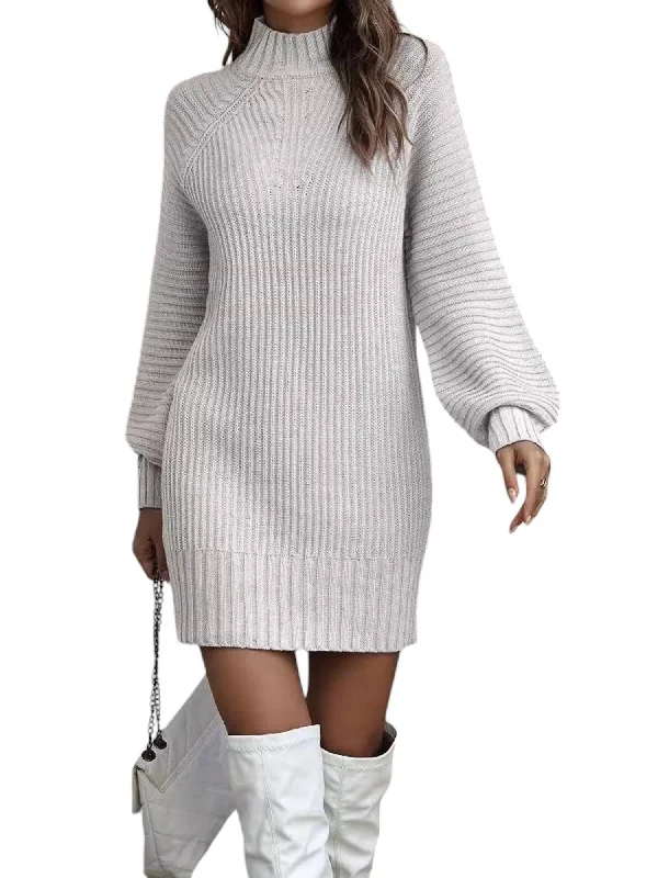 Shift Women Dress with a Simple and Classic Design for Everyday Wear Shift Women Dress with a Simple and Classic Design for Everyday Wear High Neck Sweater Dress In Grey