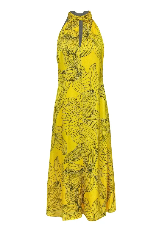 Wrap - Style Women Dress with Adjustable Fit for All Body Types Wrap - Style Women Dress with Adjustable Fit for All Body Types Milly - Yellow Floral Print Maxi Dress w/ Faux Halter Neckline & Keyhole Sz 6 Wrap - Style Women Dress with Adjustable Fit for All Body Types Wrap - Style Women Dress with Adjustable Fit for All Body Types Milly - Yellow Floral Print Maxi Dress w/ Faux Halter Neckline & Keyhole Sz 6
