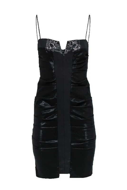 Wrap - Style Women Dress with Adjustable Fit for All Body Types Wrap - Style Women Dress with Adjustable Fit for All Body Types Nicole Miller - Black Metallic Ruched Satin Cocktail Dress Sz 2