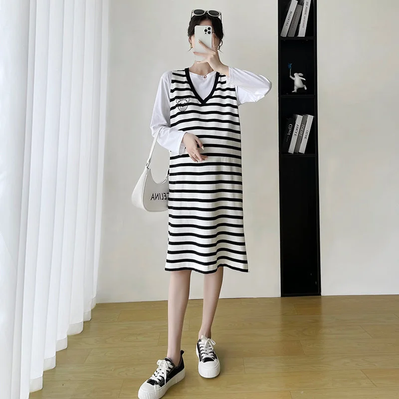 Empire Waist Women Dress to Accentuate the Bust and Conceal the Waist Empire Waist Women Dress to Accentuate the Bust and Conceal the Waist NiDELL Maternity Dress . Spring and Autumn New Split Striped Sweater Fashion Bear Printed Two-Piece Suit Dress Empire Waist Women Dress to Accentuate the Bust and Conceal the Waist Empire Waist Women Dress to Accentuate the Bust and Conceal the Waist NiDELL Maternity Dress . Spring and Autumn New Split Striped Sweater Fashion Bear Printed Two-Piece Suit Dress