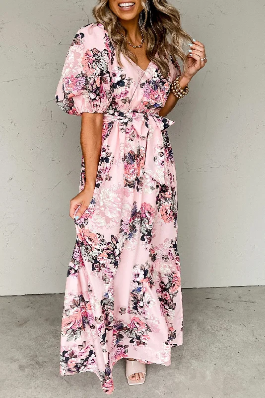 Wrap - Style Women Dress with Adjustable Fit for All Body Types Wrap - Style Women Dress with Adjustable Fit for All Body Types Pink Floral Puff Sleeve Maxi Dress Wrap - Style Women Dress with Adjustable Fit for All Body Types Wrap - Style Women Dress with Adjustable Fit for All Body Types Pink Floral Puff Sleeve Maxi Dress