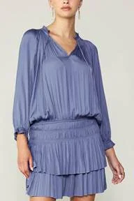 Empire Waist Women Dress to Accentuate the Bust and Conceal the Waist Empire Waist Women Dress to Accentuate the Bust and Conceal the Waist Pleated Mini Dress Dusty Blue