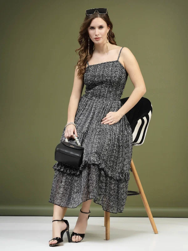 Long - Sleeve Women Dress in Velvet for a Luxurious Winter Look Long - Sleeve Women Dress in Velvet for a Luxurious Winter Look Black Abstract Printed Shoulder Straps Smocked Fit and Flare Midi Dress Long - Sleeve Women Dress in Velvet for a Luxurious Winter Look Long - Sleeve Women Dress in Velvet for a Luxurious Winter Look Black Abstract Printed Shoulder Straps Smocked Fit and Flare Midi Dress