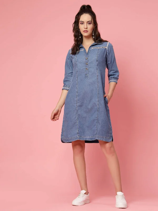 Mini Women Dress with a Short Hem for a Young and Trendy Style Mini Women Dress with a Short Hem for a Young and Trendy Style Blue Shirt Collar Denim Shirt Style Dress Mini Women Dress with a Short Hem for a Young and Trendy Style Mini Women Dress with a Short Hem for a Young and Trendy Style Blue Shirt Collar Denim Shirt Style Dress