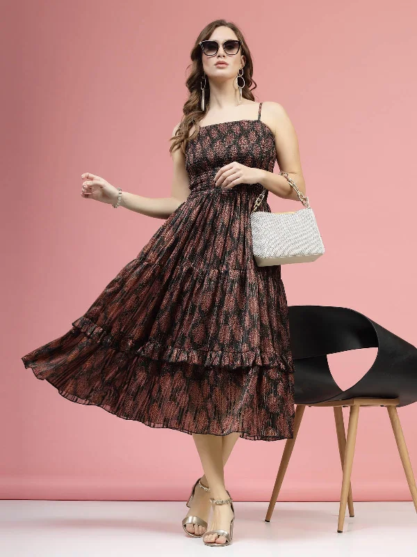 Mermaid - Style Women Dress with a Fitted Silhouette for Special Occasions Mermaid - Style Women Dress with a Fitted Silhouette for Special Occasions Brown Black Ethnic Motifs Printed Smocked Tiered A-Line Dress Mermaid - Style Women Dress with a Fitted Silhouette for Special Occasions Mermaid - Style Women Dress with a Fitted Silhouette for Special Occasions Brown Black Ethnic Motifs Printed Smocked Tiered A-Line Dress