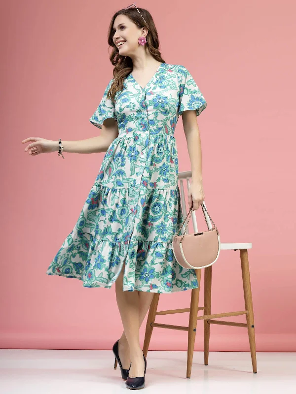 Sleeveless Women Dress in Bright Colors for Summer Parties Sleeveless Women Dress in Bright Colors for Summer Parties Cream Coloured Green Floral Printed V-NecK Flared Sleeves Fit Flare Midi Dress Sleeveless Women Dress in Bright Colors for Summer Parties Sleeveless Women Dress in Bright Colors for Summer Parties Cream Coloured Green Floral Printed V-NecK Flared Sleeves Fit Flare Midi Dress