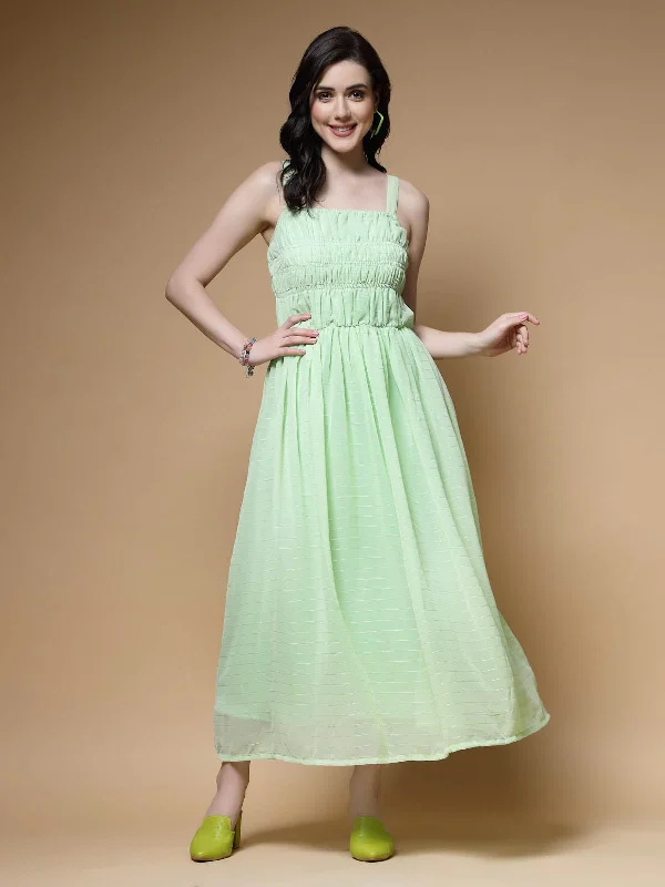 Wrap - Style Women Dress with Adjustable Fit for All Body Types Wrap - Style Women Dress with Adjustable Fit for All Body Types Sea Green Shoulder Straps Gathered Smocked Maxi Dress Wrap - Style Women Dress with Adjustable Fit for All Body Types Wrap - Style Women Dress with Adjustable Fit for All Body Types Sea Green Shoulder Straps Gathered Smocked Maxi Dress