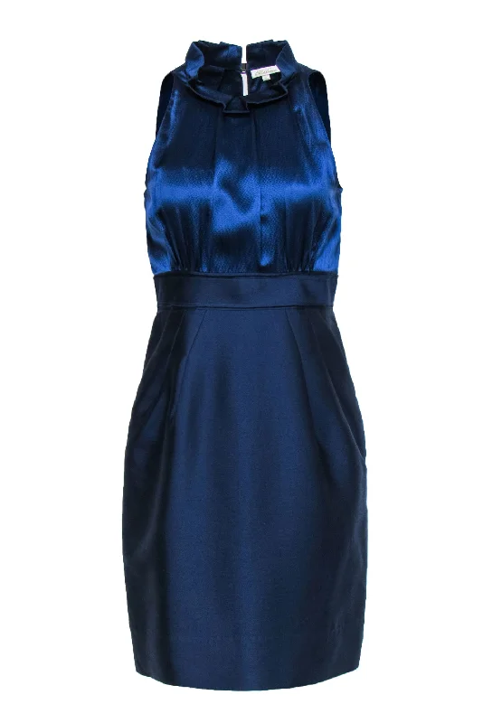 Wrap - Style Women Dress with Adjustable Fit for All Body Types Wrap - Style Women Dress with Adjustable Fit for All Body Types Shoshanna - Cobalt Midnight Silk & Wool High-Neck Sheath Dress w/ Ruffles Sz 6 Wrap - Style Women Dress with Adjustable Fit for All Body Types Wrap - Style Women Dress with Adjustable Fit for All Body Types Shoshanna - Cobalt Midnight Silk & Wool High-Neck Sheath Dress w/ Ruffles Sz 6