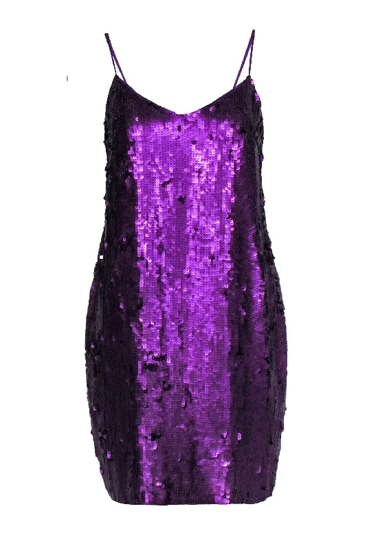 Sheath Women Dress with a Tailored Fit for a Professional Look Sheath Women Dress with a Tailored Fit for a Professional Look Tibi - Purple Silk Sequin Sleeveless Dress Sz 8