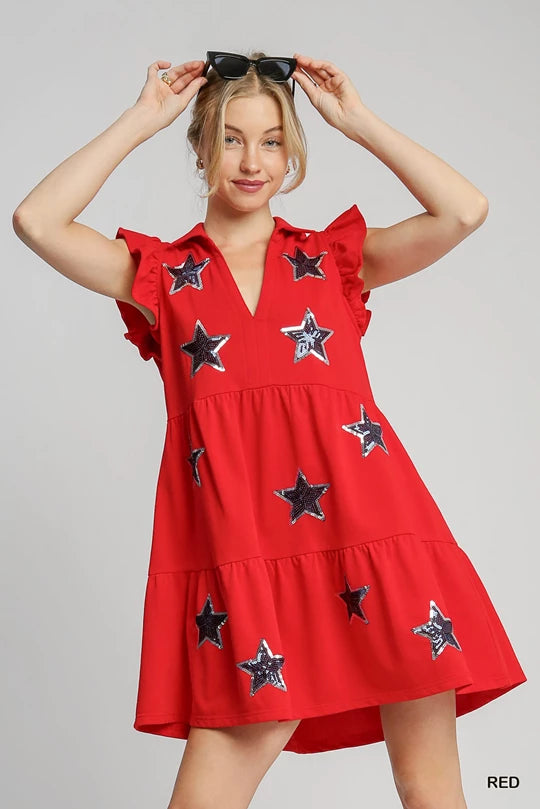 Ruffled Women Dress with Multiple Layers for a Playful and Girly Style Ruffled Women Dress with Multiple Layers for a Playful and Girly Style Umgee French Terry Collared Star Mini Dress - Red Ruffled Women Dress with Multiple Layers for a Playful and Girly Style Ruffled Women Dress with Multiple Layers for a Playful and Girly Style Umgee French Terry Collared Star Mini Dress - Red