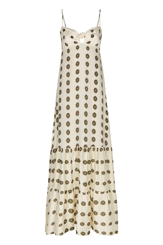Mermaid - Style Women Dress with a Fitted Silhouette for Special Occasions Mermaid - Style Women Dress with a Fitted Silhouette for Special Occasions Women's Julieta Silk Martellato Maxi Dress In Ivory Green Chintz Mermaid - Style Women Dress with a Fitted Silhouette for Special Occasions Mermaid - Style Women Dress with a Fitted Silhouette for Special Occasions Women's Julieta Silk Martellato Maxi Dress In Ivory Green Chintz