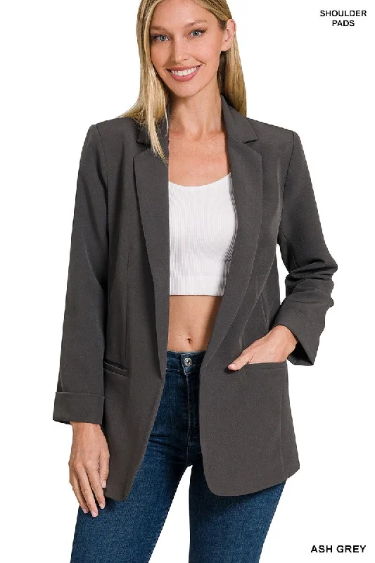 Mermaid - Style Women Dress with a Fitted Silhouette for Special Occasions Mermaid - Style Women Dress with a Fitted Silhouette for Special Occasions Open Front Classic Blazer - Ash Grey Mermaid - Style Women Dress with a Fitted Silhouette for Special Occasions Mermaid - Style Women Dress with a Fitted Silhouette for Special Occasions Open Front Classic Blazer - Ash Grey
