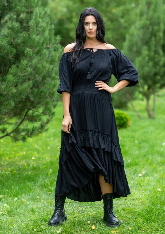 Maxi dresses with an asymmetric hem for a fashion - forward and eye - catching design Flaminga Black Dress Maxi dresses with an asymmetric hem for a fashion - forward and eye - catching design Flaminga Black Dress