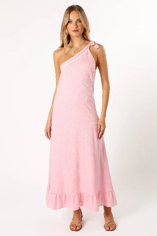 Animal print maxi dresses for a statement - making outfit Fleaur One Shoulder Maxi Dress - Pink Animal print maxi dresses for a statement - making outfit Fleaur One Shoulder Maxi Dress - Pink