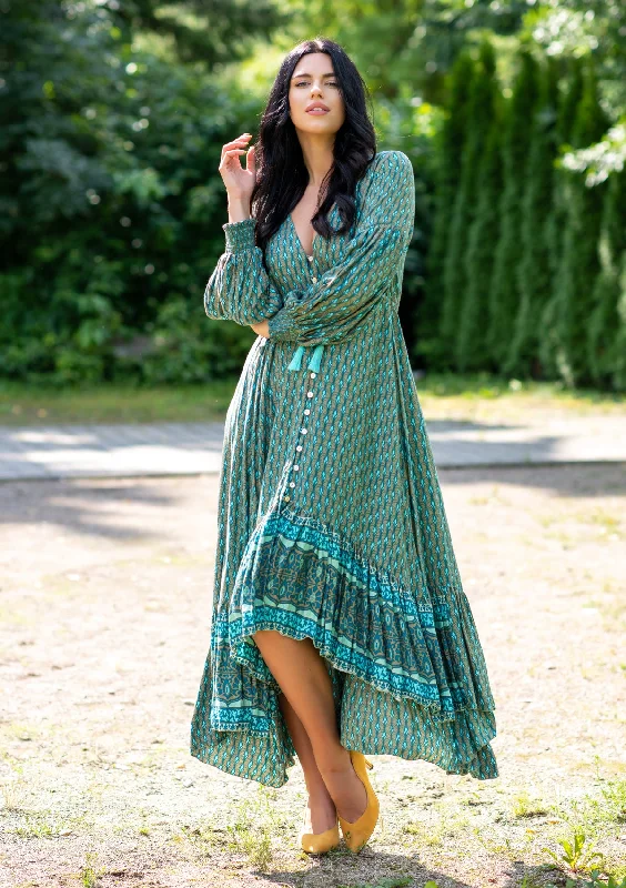 Maxi dresses with cold - shoulder cutouts for a trendy look Francesca Lotus Green Dress Maxi dresses with cold - shoulder cutouts for a trendy look Francesca Lotus Green Dress
