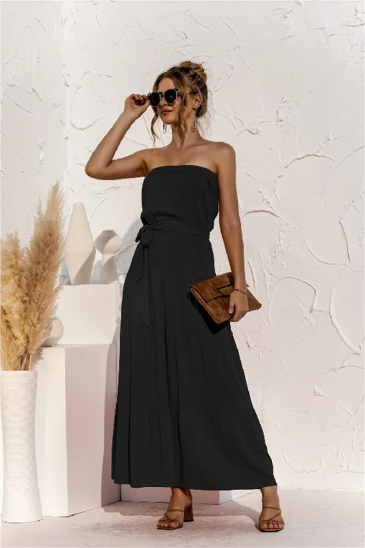 Linen maxi dresses for a breathable and lightweight summer option Free Falling Strapless Tiered Maxi Dress - Olive Linen maxi dresses for a breathable and lightweight summer option Free Falling Strapless Tiered Maxi Dress - Olive