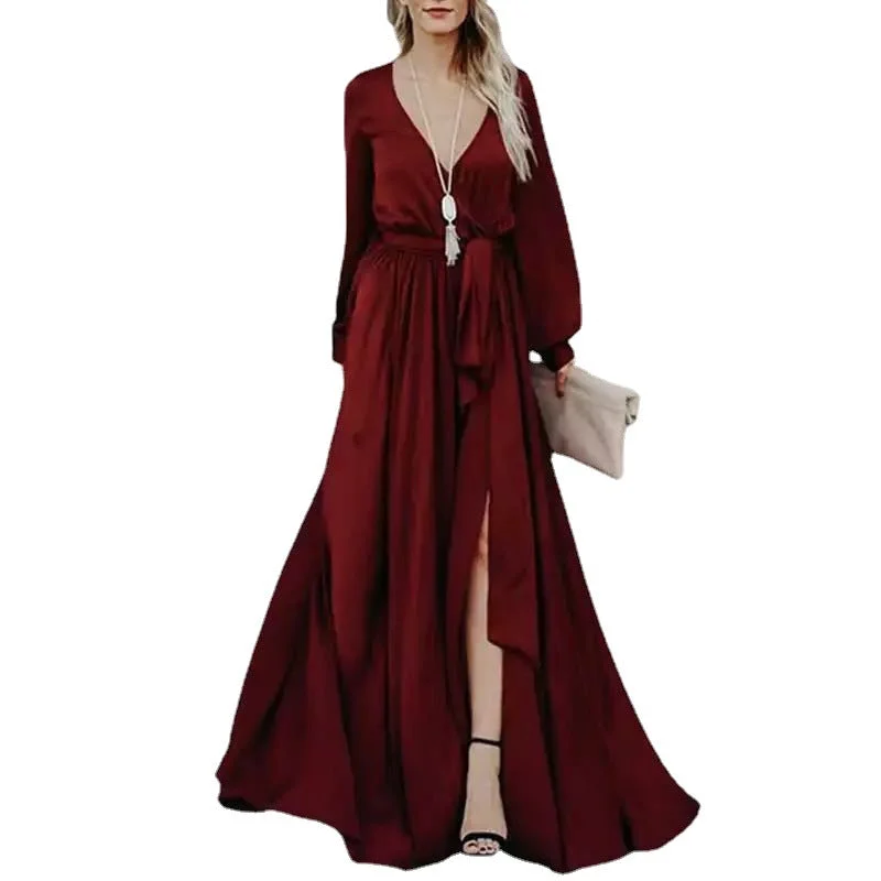 Metallic maxi dresses for a glamorous New Year's Eve party Glitzy Night Satin Belted Maxi Dress Metallic maxi dresses for a glamorous New Year's Eve party Glitzy Night Satin Belted Maxi Dress