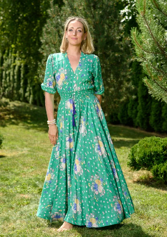 Ruffled maxi dresses with a tiered skirt for added volume Isabella Green Flowers Garden Dress Ruffled maxi dresses with a tiered skirt for added volume Isabella Green Flowers Garden Dress