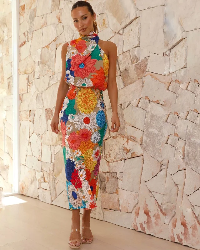 Printed maxi dresses with abstract patterns for an artistic look KHALID MAXI DRESS -FLORAL Printed maxi dresses with abstract patterns for an artistic look KHALID MAXI DRESS -FLORAL