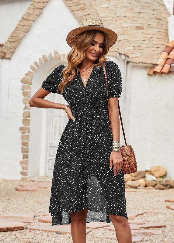 Maxi dresses with a pleated skirt for a timeless and elegant appearance Larkspur Pocketed Button Down Ruffle Maxi Dress - Black Maxi dresses with a pleated skirt for a timeless and elegant appearance Larkspur Pocketed Button Down Ruffle Maxi Dress - Black