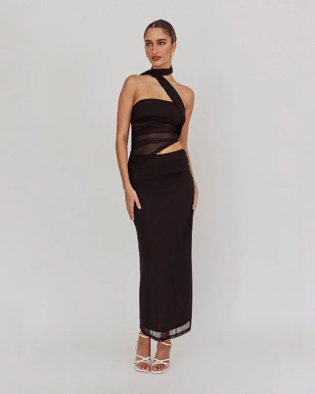 Maxi dresses with a cinched waist for a defined silhouette LELIA MAXI DRESS -BLACK