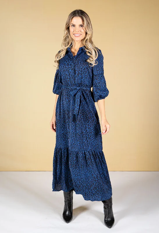Maxi dresses with a cinched waist for a defined silhouette Leo Print Button Up Dress Maxi dresses with a cinched waist for a defined silhouette Leo Print Button Up Dress