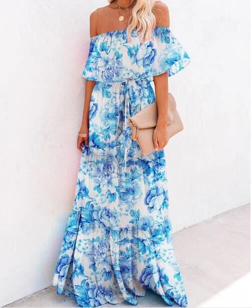 Maxi dresses with cold - shoulder cutouts for a trendy look Levy Floral Off The Shoulder Maxi Dress Maxi dresses with cold - shoulder cutouts for a trendy look Levy Floral Off The Shoulder Maxi Dress