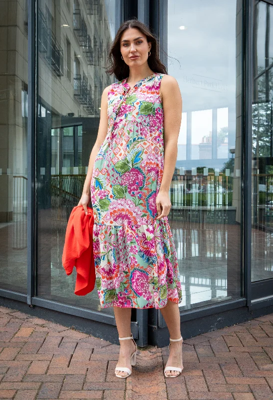 Maxi dresses with an asymmetric hem for a fashion - forward and eye - catching design Mixed Print Tiered Dress Maxi dresses with an asymmetric hem for a fashion - forward and eye - catching design Mixed Print Tiered Dress