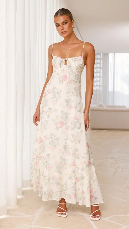 Maxi dresses with thin spaghetti straps for a delicate and feminine feel Nova Maxi Dress - White Floral Maxi dresses with thin spaghetti straps for a delicate and feminine feel Nova Maxi Dress - White Floral