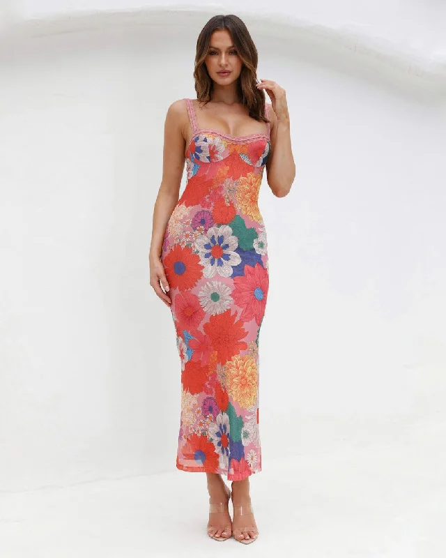 Maxi dresses with off - the - shoulder styles for a romantic and breezy look PHENOX MAXI DRESS -PINK FLORAL Maxi dresses with off - the - shoulder styles for a romantic and breezy look PHENOX MAXI DRESS -PINK FLORAL