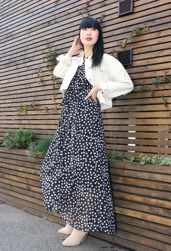 Floral print maxi dresses for summer garden parties Polka Dot V Neck Wrap Dress