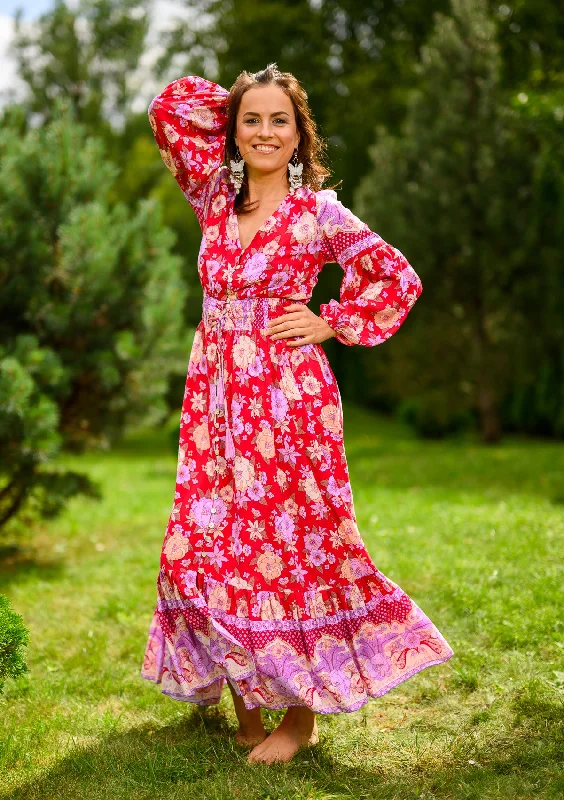 Animal print maxi dresses for a statement - making outfit Simona Red Dalile Dress