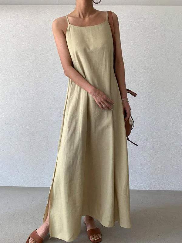 Maxi dresses with tassel accents for a fun and lively touch VibeMartini-Versatile Loose Casual Slit Over Knee Long Sling Dress Maxi dresses with tassel accents for a fun and lively touch VibeMartini-Versatile Loose Casual Slit Over Knee Long Sling Dress