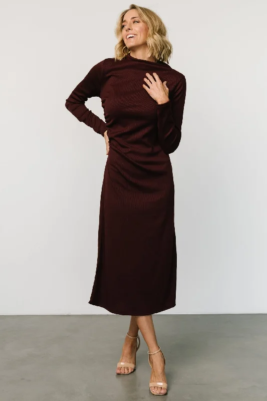 Midi dresses with puff sleeves for a vintage - inspired look Aiko Mock Neck Dress | Mulberry Midi dresses with puff sleeves for a vintage - inspired look Aiko Mock Neck Dress | Mulberry