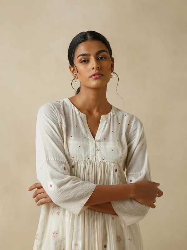 Midi dresses with ribbed textures for a unique and tactile appearance Chalk Flower Dress