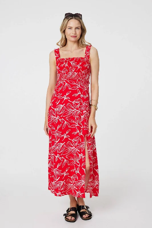 Midi dresses with ruffled hems for a romantic date night Floral Square Neck Midi Sun Dress Midi dresses with ruffled hems for a romantic date night Floral Square Neck Midi Sun Dress