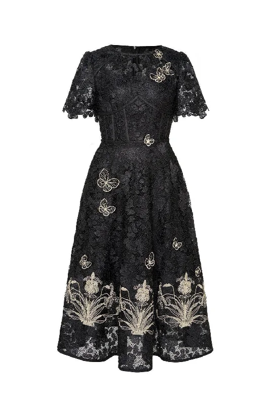 Midi dresses with cotton - blend materials for everyday comfort Lorraine A-line Embroidered Lace Midi Dress Midi dresses with cotton - blend materials for everyday comfort Lorraine A-line Embroidered Lace Midi Dress