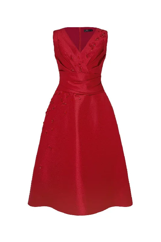 Midi dresses with tassel accents for a bohemian and free - spirited style Sakura A-line Sleeveless Organza Midi Dress Midi dresses with tassel accents for a bohemian and free - spirited style Sakura A-line Sleeveless Organza Midi Dress