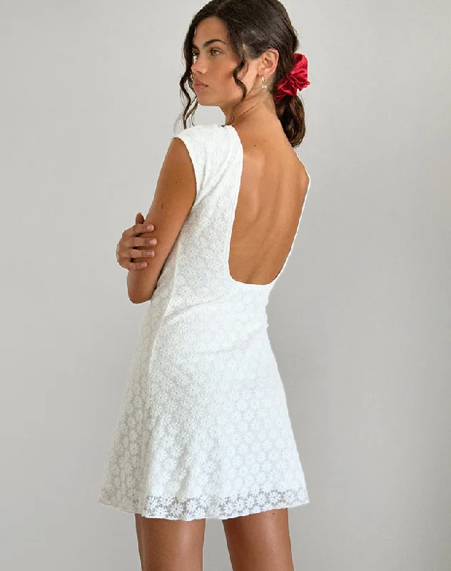 Cotton mini dresses for a comfortable everyday option Ambu Mini Dress in Floral Lace Ivory Cotton mini dresses for a comfortable everyday option Ambu Mini Dress in Floral Lace Ivory
