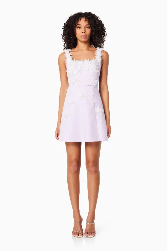 Mini dresses with mesh panels for a sexy and trendy look Bruges 3D Floral Mini Dress In Purple Mini dresses with mesh panels for a sexy and trendy look Bruges 3D Floral Mini Dress In Purple