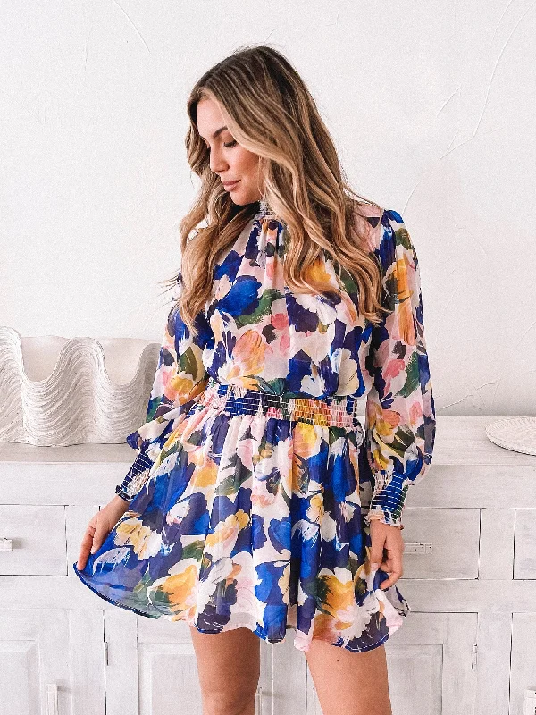 Animal print mini dresses for a bold statement Neary Dress - Painted Cobalt