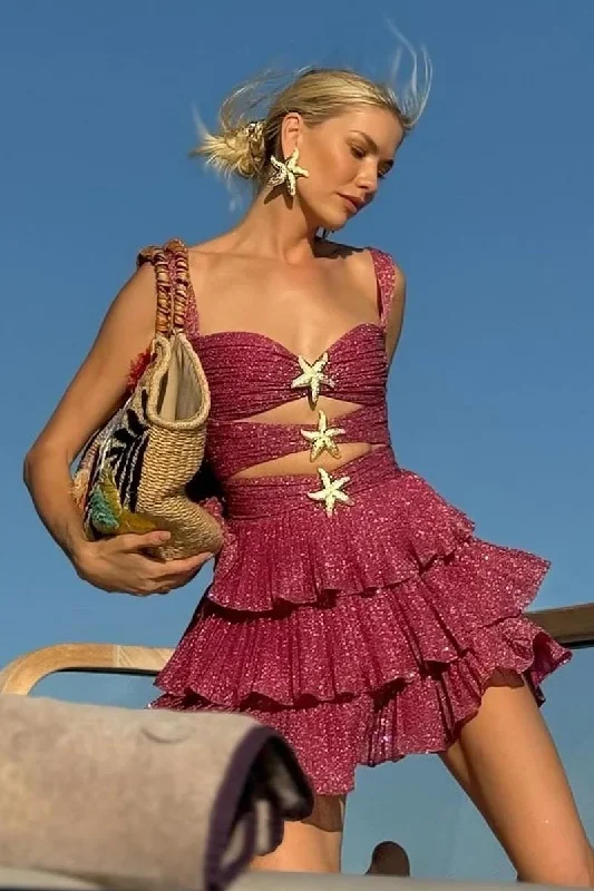 Satin mini dresses for a luxurious feel Flirty Emotions Sparkly Mini Dress