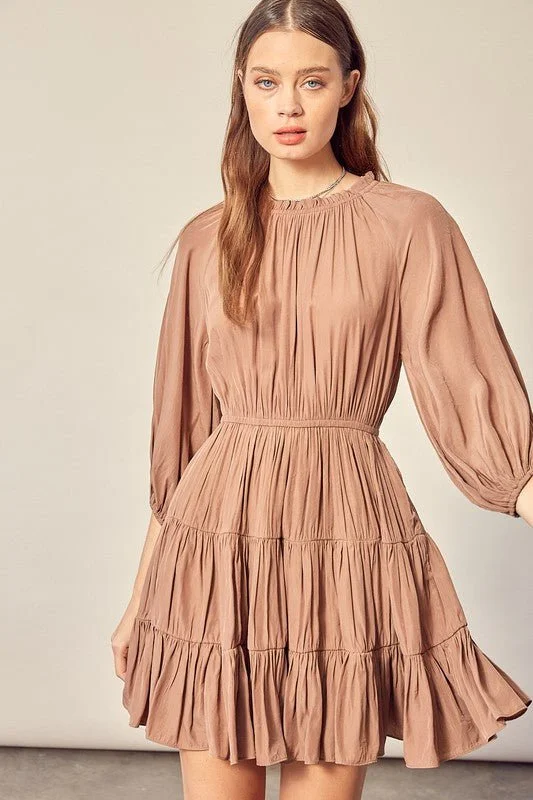 Leather mini dresses for a edgy style Kenzi Tiered Mini Dress