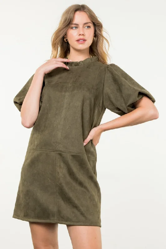 Mini dresses with bow accents for a sweet look Holly Suede Mini Dress