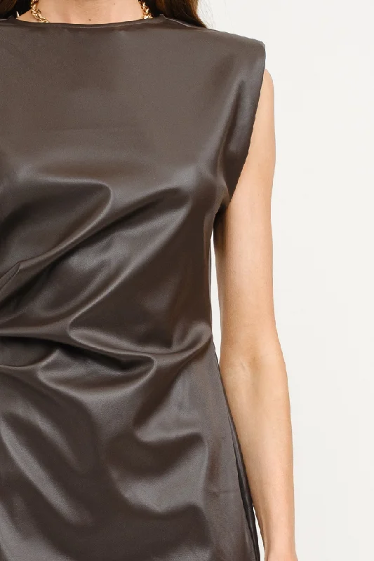Sheer mini dresses with lace inserts Iced Mocha Mini Dress
