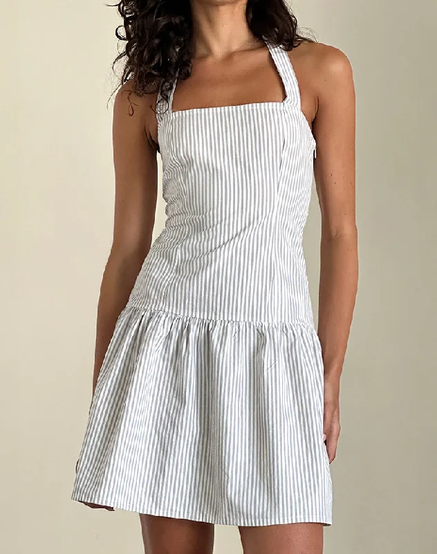Mini dresses with embroidered details for a unique touch Panja Mini Dress in Small Stripe Vertical Grey Mini dresses with embroidered details for a unique touch Panja Mini Dress in Small Stripe Vertical Grey