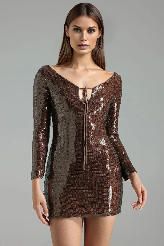 Printed mini dresses for a casual day out Sultry Evening Long Sleeve Sequin Mini Dress Printed mini dresses for a casual day out Sultry Evening Long Sleeve Sequin Mini Dress